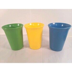 Lot of 3 Tupperware 8oz Plastic Drink Cups Series-109 Stackable Bell Tumblers